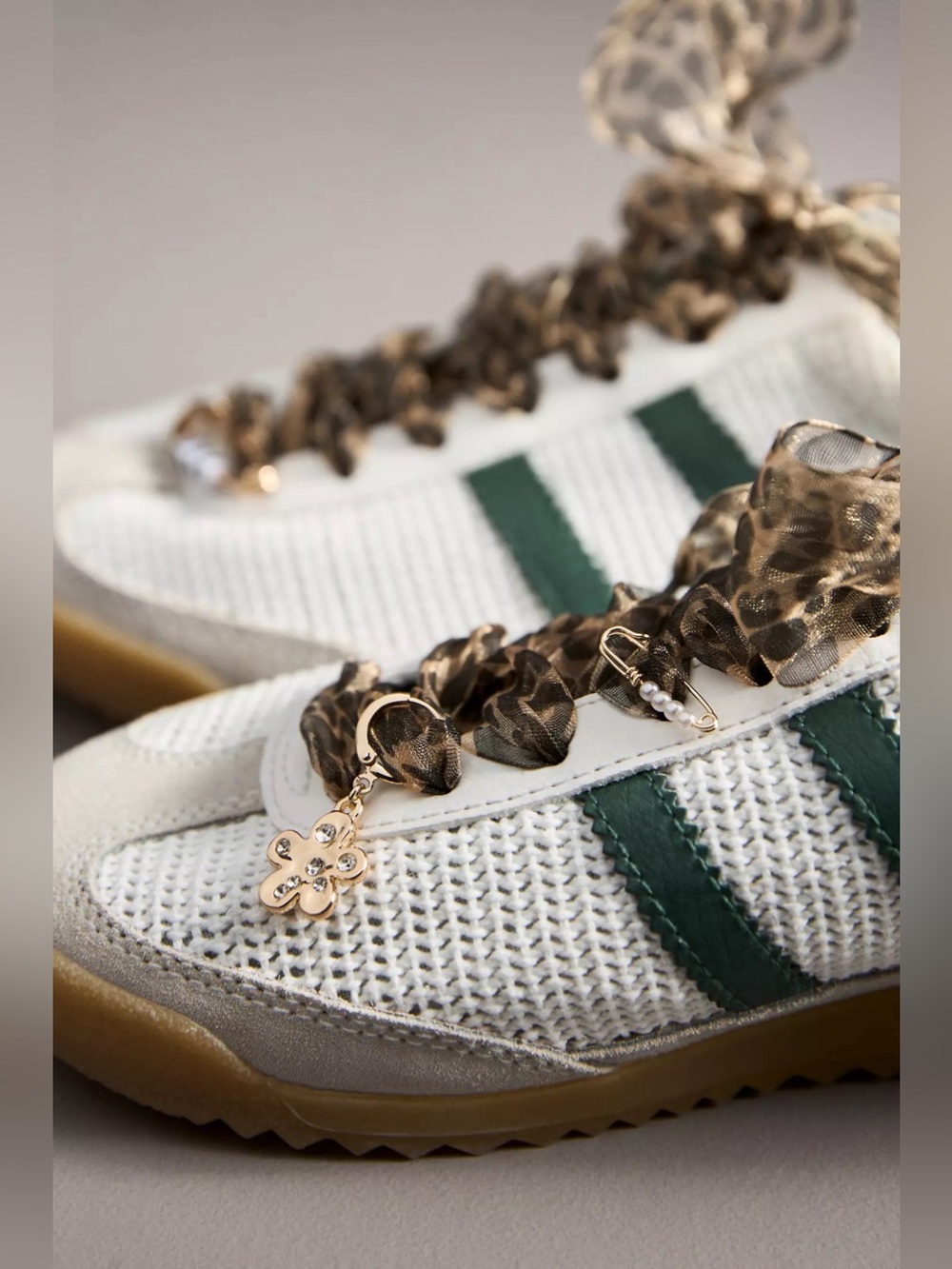 NWT Anthropologie Shoe Charm & Laces Set Brown Leopard Print BFF Charm - Picture 4 of 5